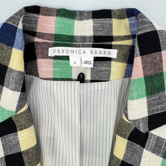 Veronica Beard Cutaway Gingham Checkered Dickey Blazer Jacket Multicolor Size 8 - Picture 8 of 16